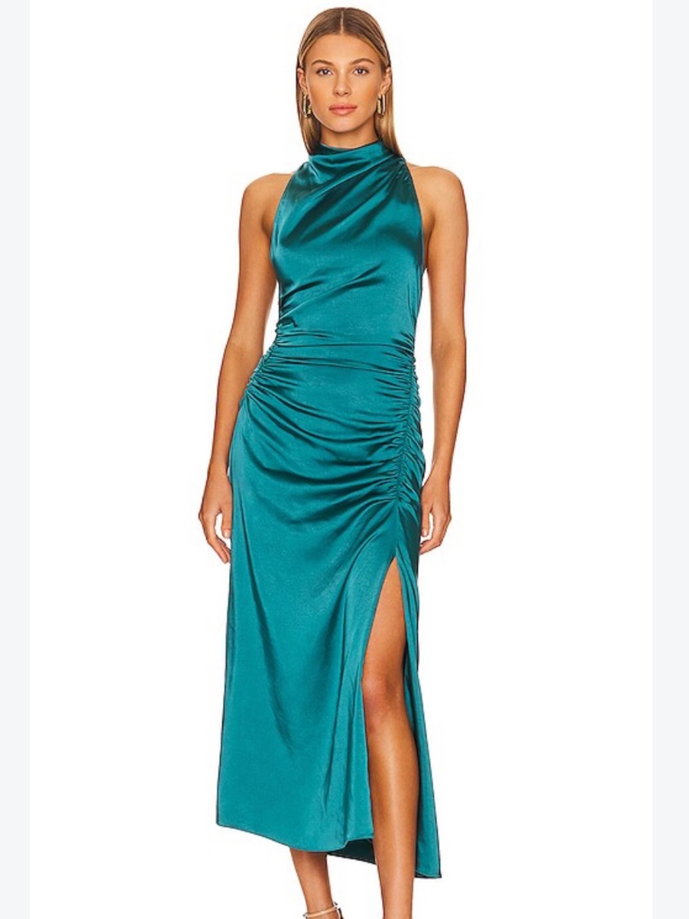 A.L.C. Inez Halter Midi Dress in Teal/Emerald | 0